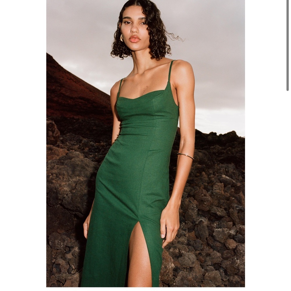 Zara Emerald Green Strappy Midi Dress